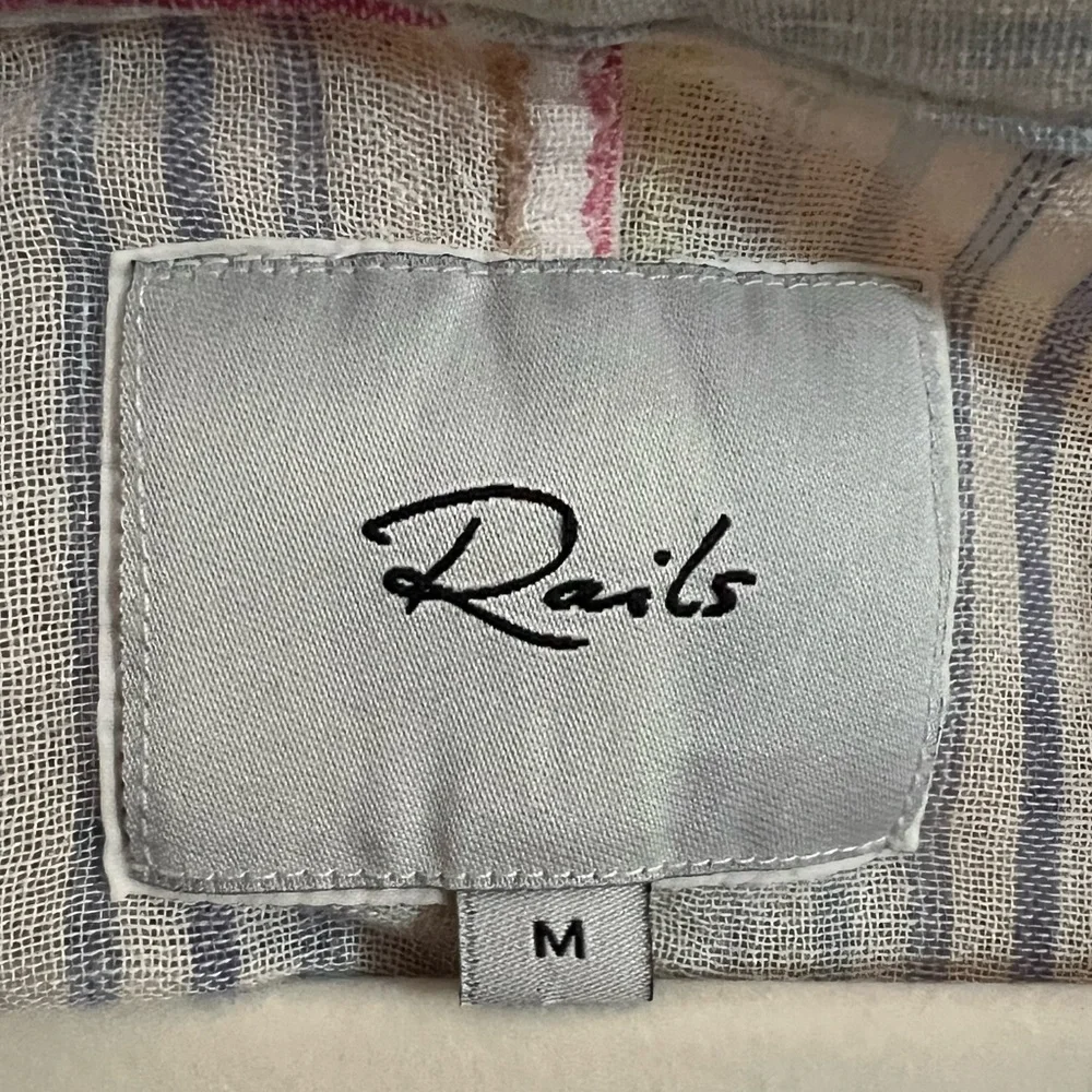 RAILS Thea Isla Striped Tie Front Shirt Size Medium Cream/pink/blue EUC| - Picture 6 of 7